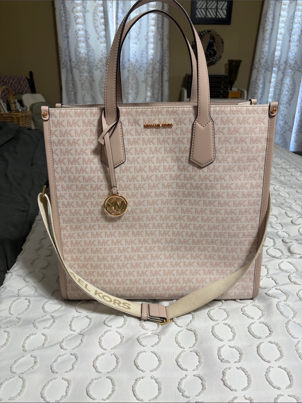 Michael Kors Blush Pink MK Logo Tote with Removable Strap